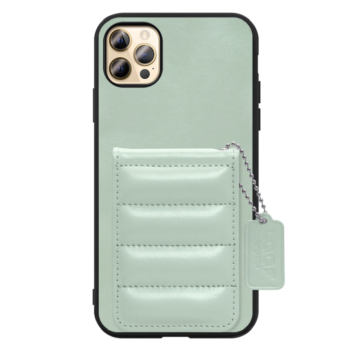 [ LOOF SWEET-SHELL CARD ] iPhone 12 Pro Max iphone12promax 12promax 12プロマックス スマホケース キルティング加工のカードケース付き マグネット内蔵 カード収納 本革 レザータグ＆チェーン付き パステルカラー [ iPhone 12 Pro Max ]