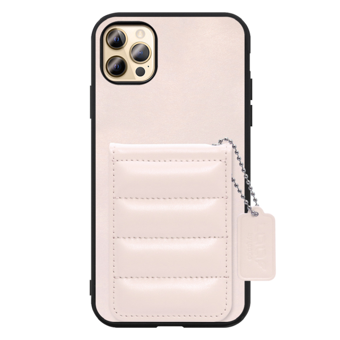 [ LOOF SWEET-SHELL CARD ] iPhone 12 Pro Max iphone12promax 12promax 12プロマックス スマホケース キルティング加工のカードケース付き マグネット内蔵 カード収納 本革 レザータグ＆チェーン付き パステルカラー [ iPhone 12 Pro Max ]