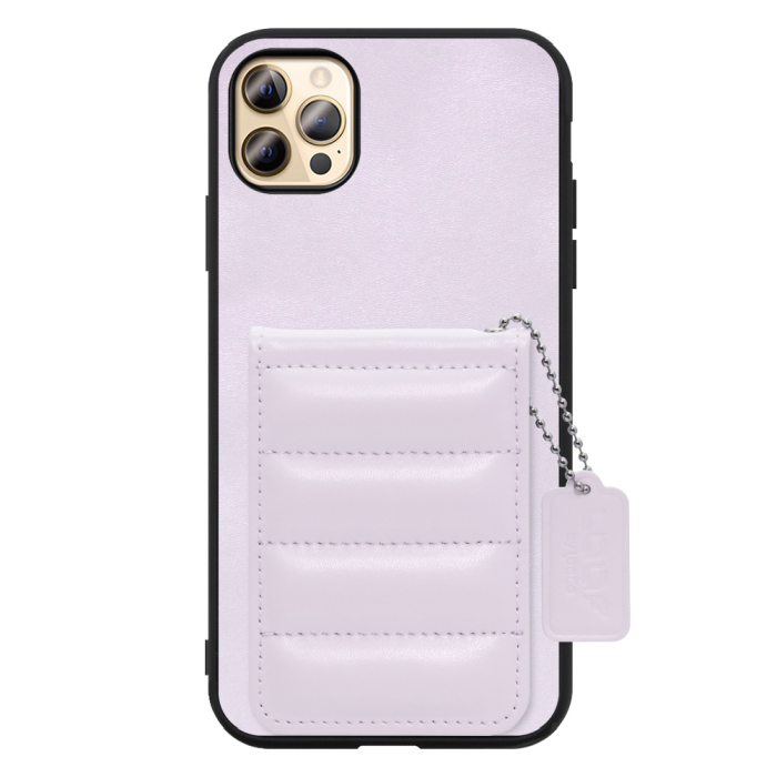 [ LOOF SWEET-SHELL CARD ] iPhone 12 Pro Max iphone12promax 12promax 12プロマックス スマホケース キルティング加工のカードケース付き マグネット内蔵 カード収納 本革 レザータグ＆チェーン付き パステルカラー [ iPhone 12 Pro Max ]