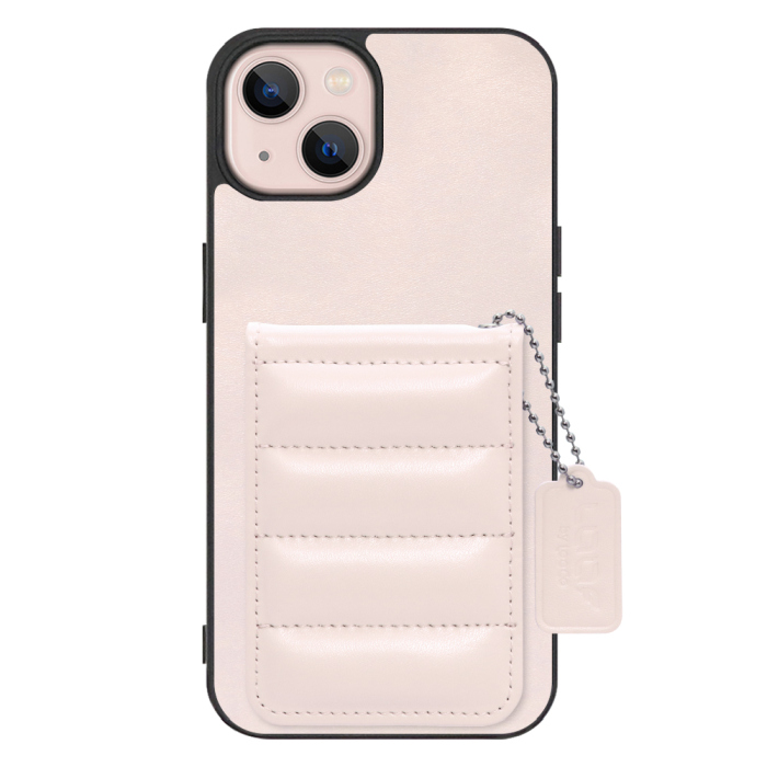 [ LOOF SWEET-SHELL CARD ] iPhone 13 iphone13 スマホケース キルティング加工のカードケース付き マグネット内蔵 カード収納 本革 レザータグ＆チェーン付き パステルカラー [ iPhone 13 ]