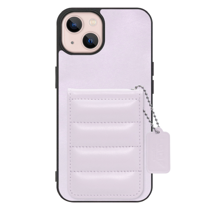 [ LOOF SWEET-SHELL CARD ] iPhone 13 iphone13 スマホケース キルティング加工のカードケース付き マグネット内蔵 カード収納 本革 レザータグ＆チェーン付き パステルカラー [ iPhone 13 ]