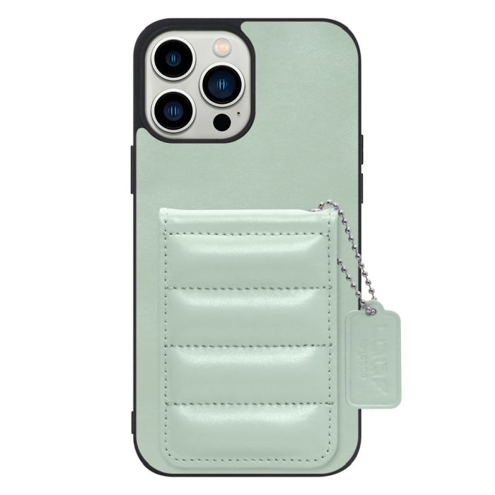 [ LOOF SWEET-SHELL CARD ] iPhone 13 Pro Max iphone13promax 13promax promax プロマックス スマホケース キルティング加工のカードケース付き マグネット内蔵 カード収納 本革 レザータグ＆チェーン付き パステルカラー [ iPhone 13 Pro Max ]