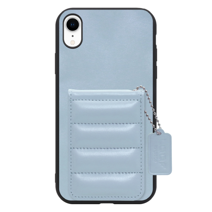 [ LOOF SWEET-SHELL CARD ] iPhone XR iPhonexr スマホケース キルティング加工のカードケース付き マグネット内蔵 カード収納 本革 レザータグ＆チェーン付き パステルカラー [ iPhone XR ]