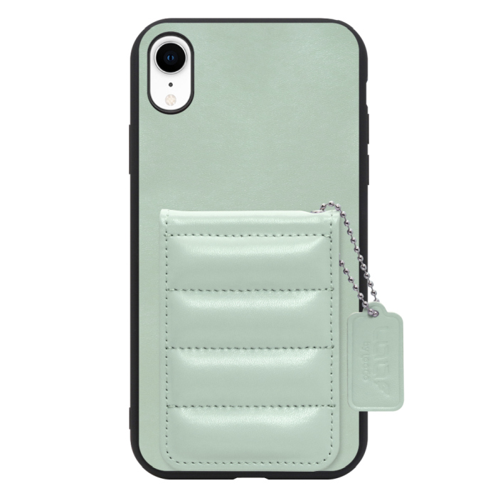 [ LOOF SWEET-SHELL CARD ] iPhone XR iPhonexr スマホケース キルティング加工のカードケース付き マグネット内蔵 カード収納 本革 レザータグ＆チェーン付き パステルカラー [ iPhone XR ]