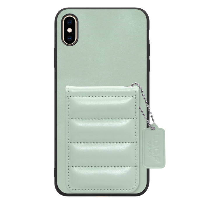 [ LOOF SWEET-SHELL CARD ] iPhone XS Max iPhonexsmax xsmax スマホケース キルティング加工のカードケース付き マグネット内蔵 カード収納 本革 レザータグ＆チェーン付き パステルカラー [ iPhone XS Max ]