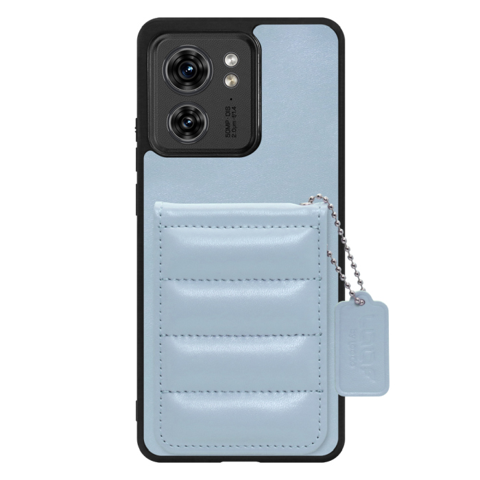 [ LOOF SWEET-SHELL CARD ] motorola edge 40  スマホケース キルティング加工のカードケース付き マグネット内蔵 カード収納 本革 レザータグ＆チェーン付き パステルカラー [ motorola edge 40 ]