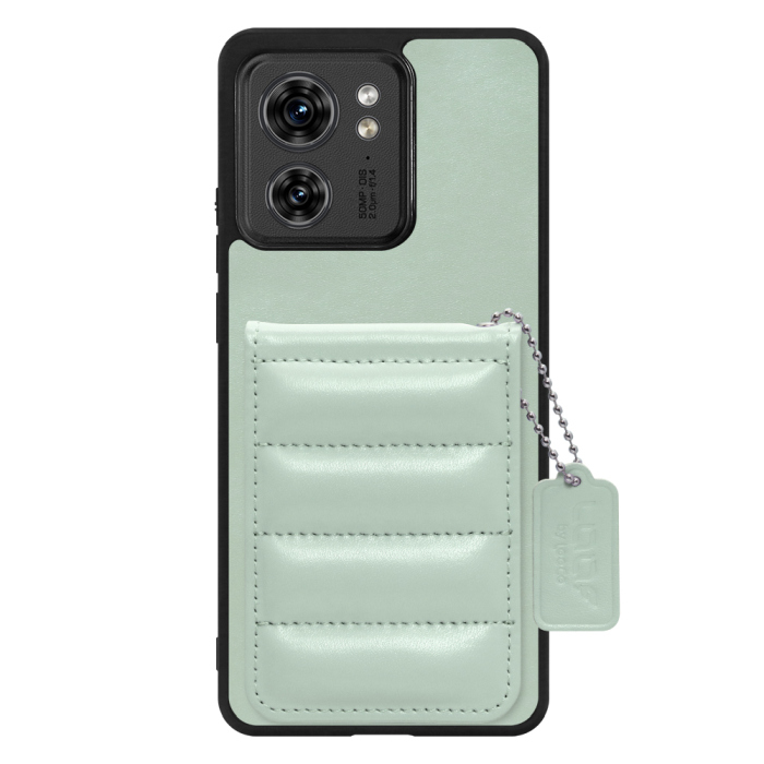 [ LOOF SWEET-SHELL CARD ] motorola edge 40  スマホケース キルティング加工のカードケース付き マグネット内蔵 カード収納 本革 レザータグ＆チェーン付き パステルカラー [ motorola edge 40 ]