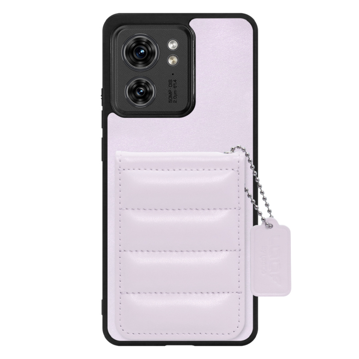 [ LOOF SWEET-SHELL CARD ] motorola edge 40  スマホケース キルティング加工のカードケース付き マグネット内蔵 カード収納 本革 レザータグ＆チェーン付き パステルカラー [ motorola edge 40 ]