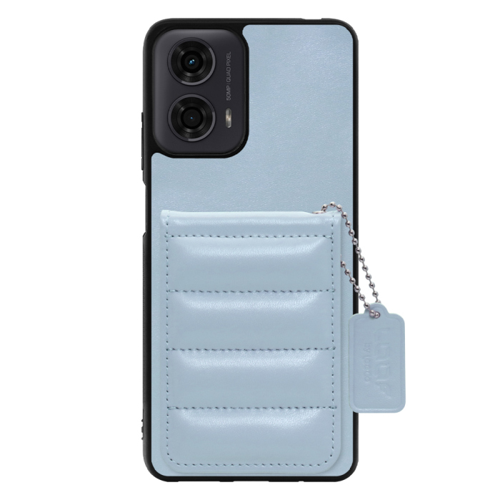 [ LOOF SWEET-SHELL CARD ] moto g24 motorola g24 スマホケース キルティング加工のカードケース付き マグネット内蔵 カード収納 本革 レザータグ＆チェーン付き パステルカラー [ moto g24 ]