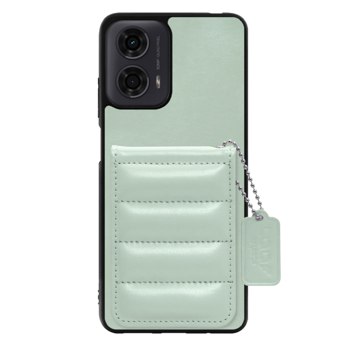 [ LOOF SWEET-SHELL CARD ] moto g24 motorola g24 スマホケース キルティング加工のカードケース付き マグネット内蔵 カード収納 本革 レザータグ＆チェーン付き パステルカラー [ moto g24 ]