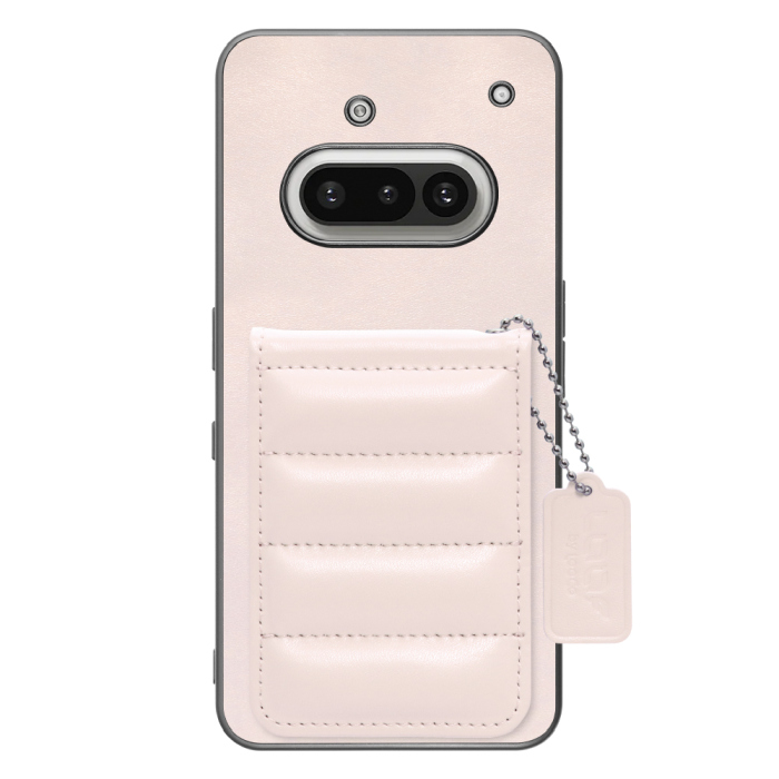 [ LOOF SWEET-SHELL CARD ] Nothing Phone (3a) Phone 3a スマホケース キルティング加工のカードケース付き マグネット内蔵 カード収納 本革 レザータグ＆チェーン付き パステルカラー [ Nothing Phone (3a) ]