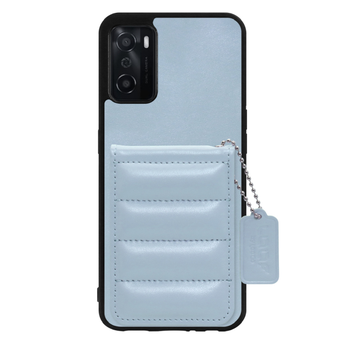 [ LOOF SWEET-SHELL CARD ] OPPO A55s 5G CPH2309 / A102OP a55s5g スマホケース キルティング加工のカードケース付き マグネット内蔵 カード収納 本革 レザータグ＆チェーン付き パステルカラー [ OPPO A55s 5G ]