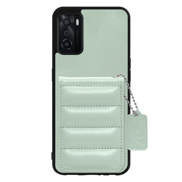 [ LOOF SWEET-SHELL CARD ] OPPO A55s 5G CPH2309 / A102OP a55s5g スマホケース キルティング加工のカードケース付き マグネット内蔵 カード収納 本革 レザータグ＆チェーン付き パステルカラー [ OPPO A55s 5G ]