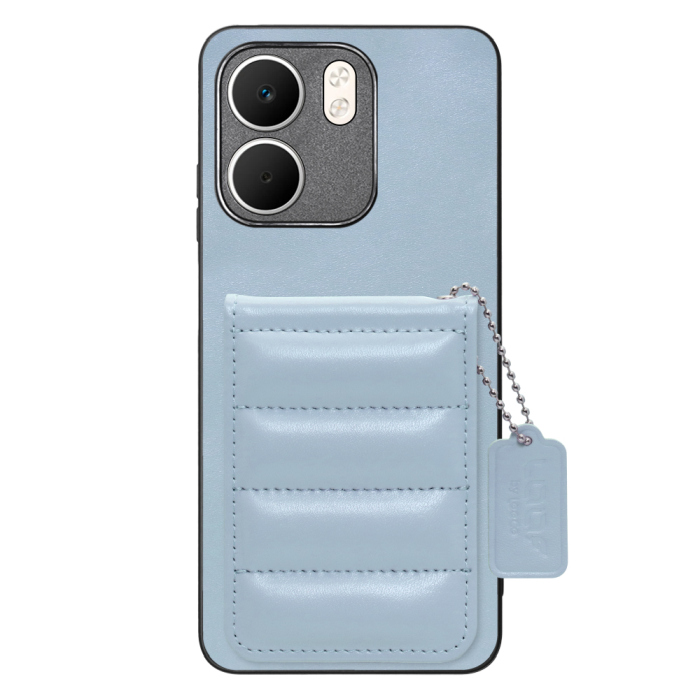 [ LOOF SWEET-SHELL CARD ] OPPO A5x オッポ スマホケース キルティング加工のカードケース付き マグネット内蔵 カード収納 本革 レザータグ＆チェーン付き パステルカラー [ OPPO A5x 用 ]