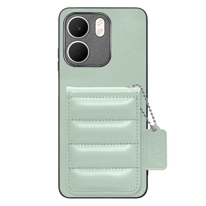 [ LOOF SWEET-SHELL CARD ] OPPO A5x オッポ スマホケース キルティング加工のカードケース付き マグネット内蔵 カード収納 本革 レザータグ＆チェーン付き パステルカラー [ OPPO A5x 用 ]