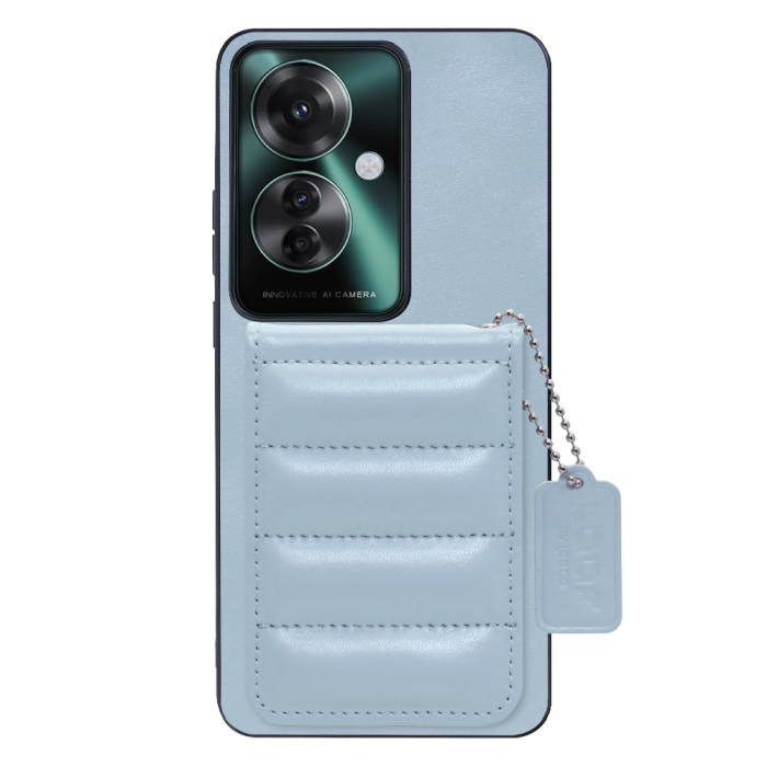 [ LOOF SWEET-SHELL CARD ] OPPO Reno11 A  スマホケース キルティング加工のカードケース付き マグネット内蔵 カード収納 本革 レザータグ＆チェーン付き パステルカラー [ OPPO Reno11 A ]