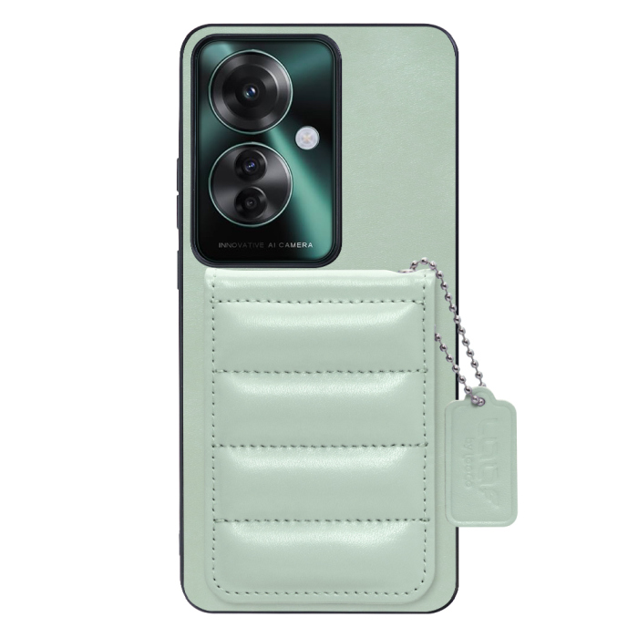 [ LOOF SWEET-SHELL CARD ] OPPO Reno11 A  スマホケース キルティング加工のカードケース付き マグネット内蔵 カード収納 本革 レザータグ＆チェーン付き パステルカラー [ OPPO Reno11 A ]