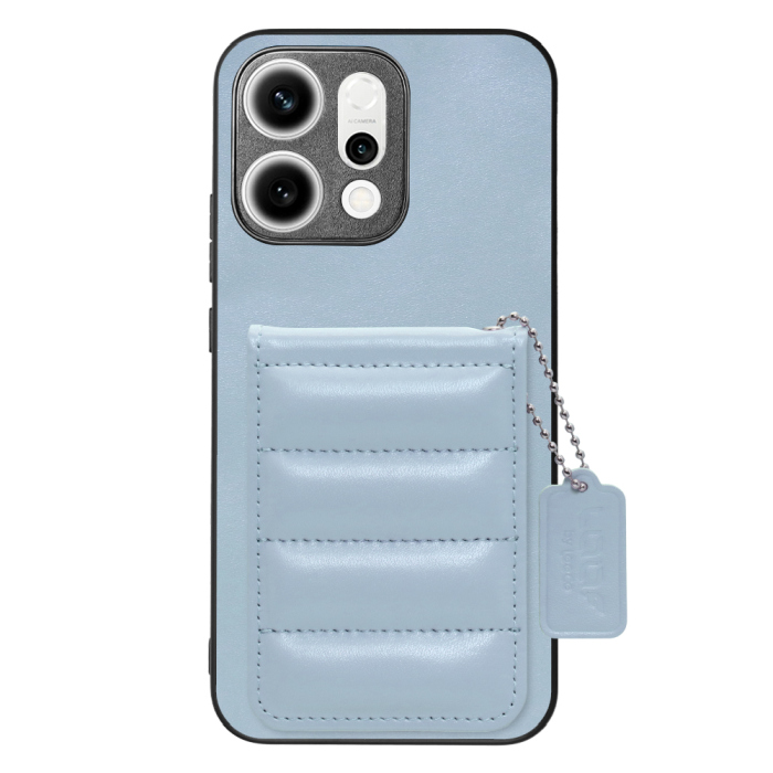 [ LOOF SWEET-SHELL CARD ] OPPO Reno14 5G  スマホケース キルティング加工のカードケース付き マグネット内蔵 カード収納 本革 レザータグ＆チェーン付き パステルカラー [ OPPO Reno14 5G ]