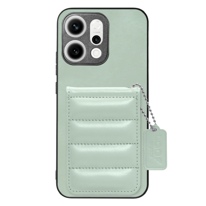 [ LOOF SWEET-SHELL CARD ] OPPO Reno14 5G  スマホケース キルティング加工のカードケース付き マグネット内蔵 カード収納 本革 レザータグ＆チェーン付き パステルカラー [ OPPO Reno14 5G ]