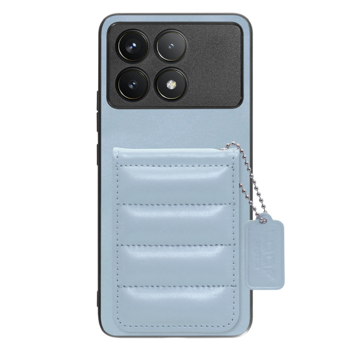 [ LOOF SWEET-SHELL CARD ] POCO F6 Pro  スマホケース キルティング加工のカードケース付き マグネット内蔵 カード収納 本革 レザータグ＆チェーン付き パステルカラー [ POCO F6 Pro ]