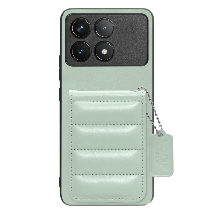 [ LOOF SWEET-SHELL CARD ] POCO F6 Pro  スマホケース キルティング加工のカードケース付き マグネット内蔵 カード収納 本革 レザータグ＆チェーン付き パステルカラー [ POCO F6 Pro ]