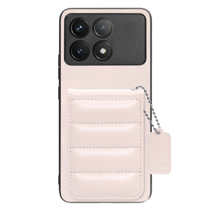 [ LOOF SWEET-SHELL CARD ] POCO F6 Pro  スマホケース キルティング加工のカードケース付き マグネット内蔵 カード収納 本革 レザータグ＆チェーン付き パステルカラー [ POCO F6 Pro ]