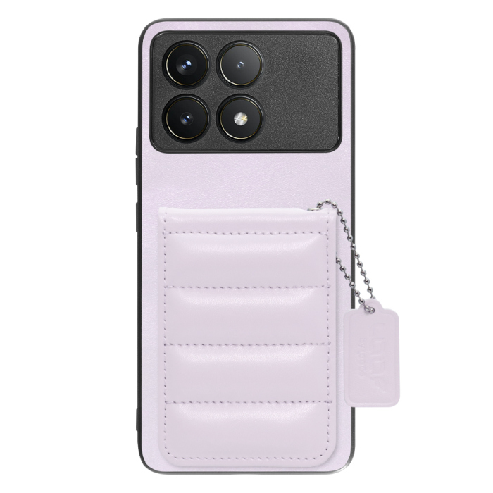 [ LOOF SWEET-SHELL CARD ] POCO F6 Pro  スマホケース キルティング加工のカードケース付き マグネット内蔵 カード収納 本革 レザータグ＆チェーン付き パステルカラー [ POCO F6 Pro ]