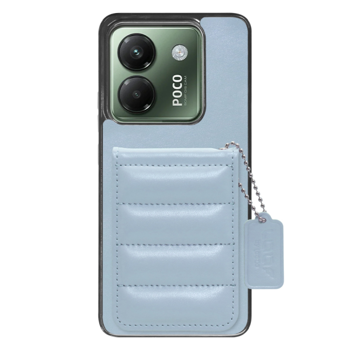 [ LOOF SWEET-SHELL CARD ] POCO M7 Pro 5G Xiaomi シャオミ スマホケース キルティング加工のカードケース付き マグネット内蔵 カード収納 本革 レザータグ＆チェーン付き パステルカラー [ POCO M7 Pro 5G ]