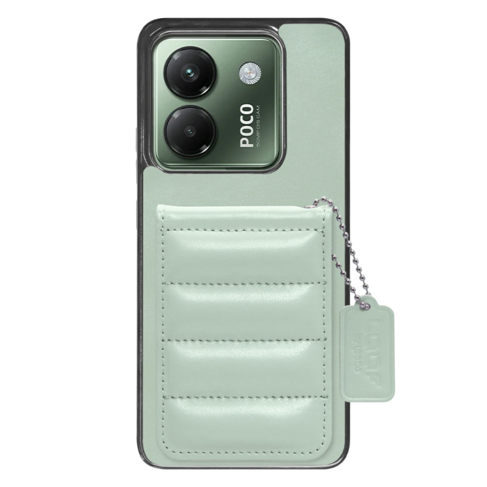 [ LOOF SWEET-SHELL CARD ] POCO M7 Pro 5G Xiaomi シャオミ スマホケース キルティング加工のカードケース付き マグネット内蔵 カード収納 本革 レザータグ＆チェーン付き パステルカラー [ POCO M7 Pro 5G ]