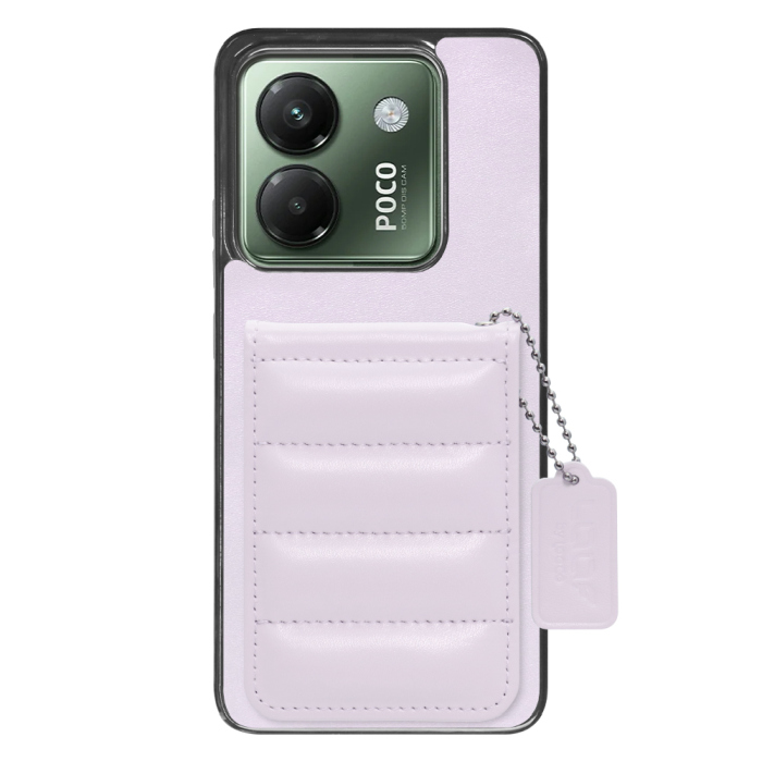 [ LOOF SWEET-SHELL CARD ] POCO M7 Pro 5G Xiaomi シャオミ スマホケース キルティング加工のカードケース付き マグネット内蔵 カード収納 本革 レザータグ＆チェーン付き パステルカラー [ POCO M7 Pro 5G ]