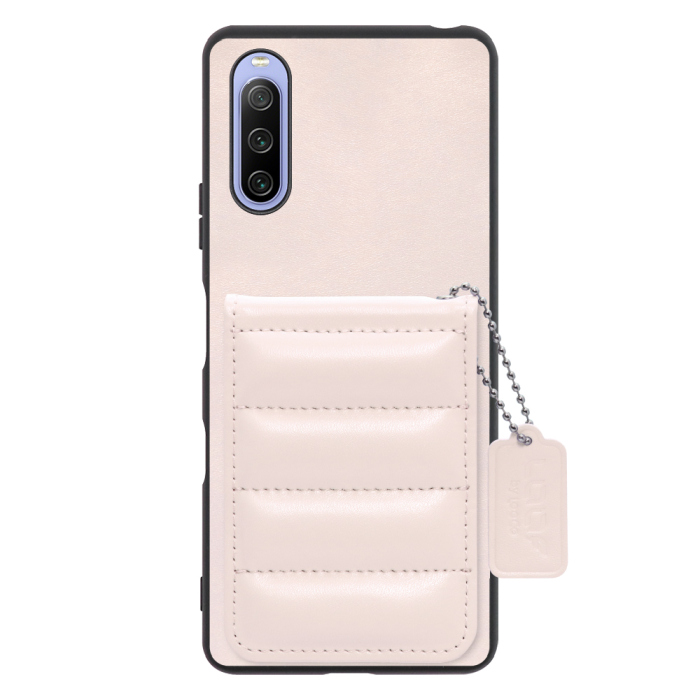 [ LOOF SWEET-SHELL CARD ] Xperia 10 III /  10 III Lite Xperia10III 10III xperia10 スマホケース キルティング加工のカードケース付き マグネット内蔵 カード収納 本革 レザータグ＆チェーン付き パステルカラー [ Xperia 10 III / Lite ]