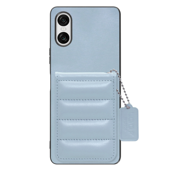 [ LOOF SWEET-SHELL CARD ] Xperia 10 VI  スマホケース キルティング加工のカードケース付き マグネット内蔵 カード収納 本革 レザータグ＆チェーン付き パステルカラー [ Xperia 10 VI ]