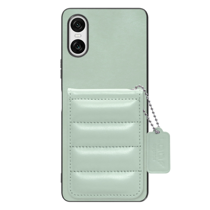 [ LOOF SWEET-SHELL CARD ] Xperia 10 VI  スマホケース キルティング加工のカードケース付き マグネット内蔵 カード収納 本革 レザータグ＆チェーン付き パステルカラー [ Xperia 10 VI ]