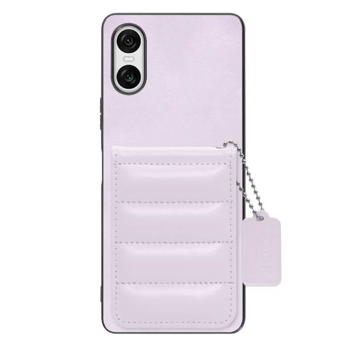 [ LOOF SWEET-SHELL CARD ] Xperia 10 VI  スマホケース キルティング加工のカードケース付き マグネット内蔵 カード収納 本革 レザータグ＆チェーン付き パステルカラー [ Xperia 10 VI ]