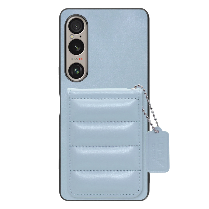 [ LOOF SWEET-SHELL CARD ] Xperia 1 VI  スマホケース キルティング加工のカードケース付き マグネット内蔵 カード収納 本革 レザータグ＆チェーン付き パステルカラー [ Xperia 1 VI ]