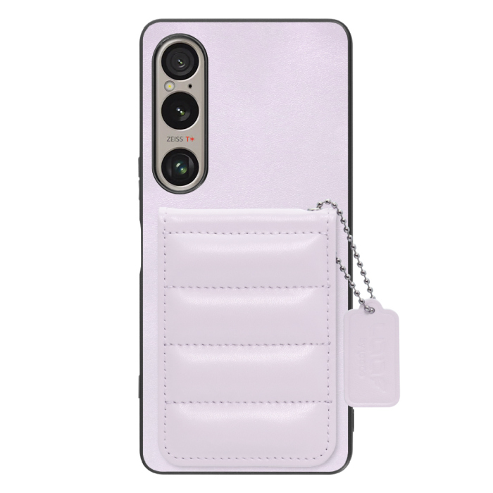 [ LOOF SWEET-SHELL CARD ] Xperia 1 VI  スマホケース キルティング加工のカードケース付き マグネット内蔵 カード収納 本革 レザータグ＆チェーン付き パステルカラー [ Xperia 1 VI ]