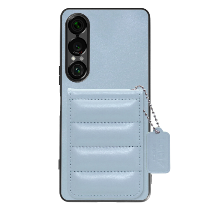 [ LOOF SWEET-SHELL CARD ] Xperia 1 VII SO-51F スマホケース キルティング加工のカードケース付き マグネット内蔵 カード収納 本革 レザータグ＆チェーン付き パステルカラー [ Xperia 1 VII ]