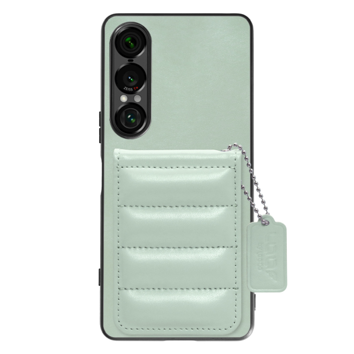 [ LOOF SWEET-SHELL CARD ] Xperia 1 VII SO-51F スマホケース キルティング加工のカードケース付き マグネット内蔵 カード収納 本革 レザータグ＆チェーン付き パステルカラー [ Xperia 1 VII ]