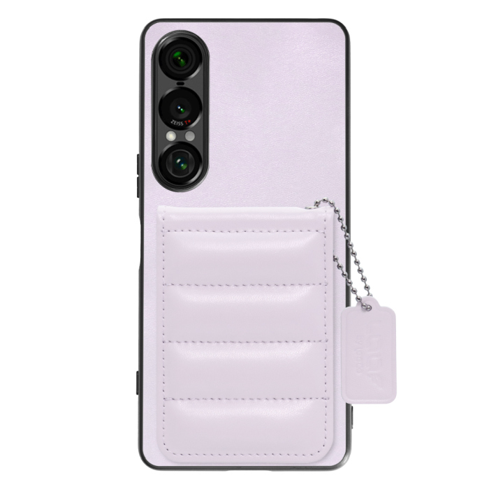 [ LOOF SWEET-SHELL CARD ] Xperia 1 VII SO-51F スマホケース キルティング加工のカードケース付き マグネット内蔵 カード収納 本革 レザータグ＆チェーン付き パステルカラー [ Xperia 1 VII ]