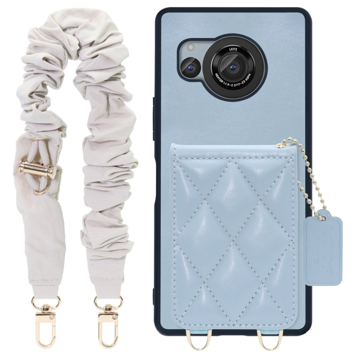 [ LOOF SWEET-SHELL SHUSHU ] AQUOS R8 SH-52D AQUOSR8 スマホケース キルティング加工のカードケース付き シュシュストラップ付き マグネット内蔵 カード収納 本革 パステルカラー [ AQUOS R8 ]