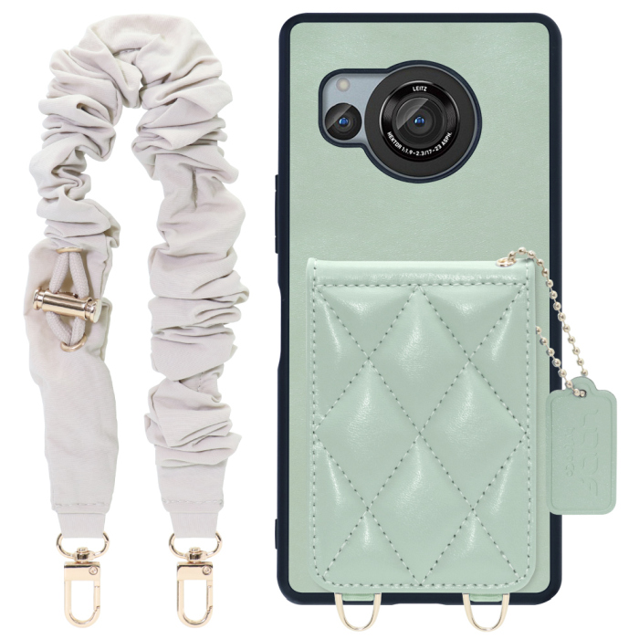 [ LOOF SWEET-SHELL SHUSHU ] AQUOS R8 SH-52D AQUOSR8 スマホケース キルティング加工のカードケース付き シュシュストラップ付き マグネット内蔵 カード収納 本革 パステルカラー [ AQUOS R8 ]