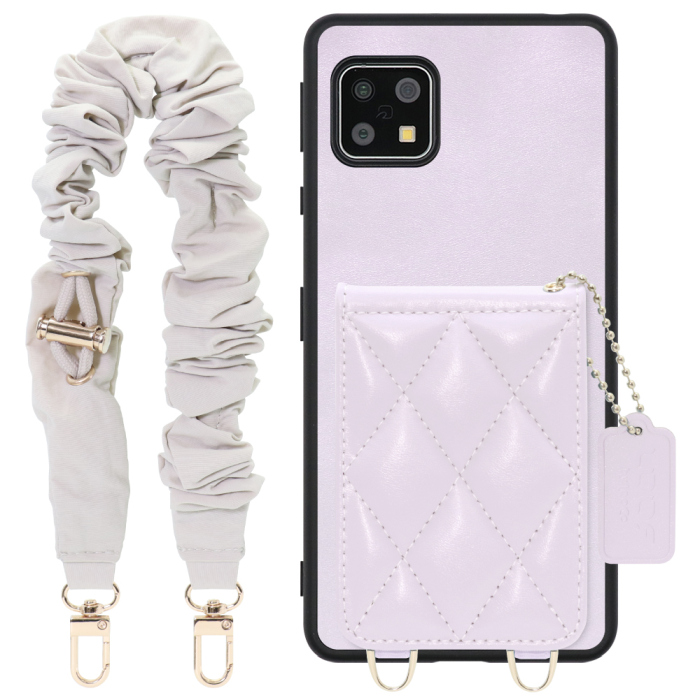 [ LOOF SWEET-SHELL SHUSHU ] AQUOS sense4 / sense4 lite / sense4 basic / sense5G / やさしいスマホ2 sense 4 4lite 4basic 5G sense4lite sense4basic スマホケース キルティング加工のカードケース付き シュシュストラップ付き マグネット内蔵 カード収納 本革 パステルカラー [ AQUOS sense4/4 lite/4 basic/sense5G/やさしいスマホ2 ]