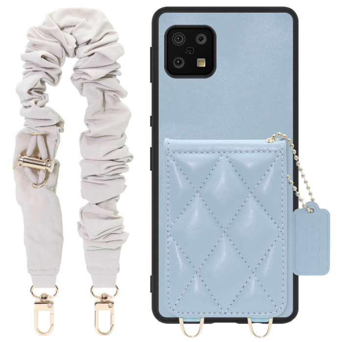 [ LOOF SWEET-SHELL SHUSHU ] AQUOS sense6s /sense6 sense 6s 6 スマホケース キルティング加工のカードケース付き シュシュストラップ付き マグネット内蔵 カード収納 本革 パステルカラー [ AQUOS sense6/sense6s ]