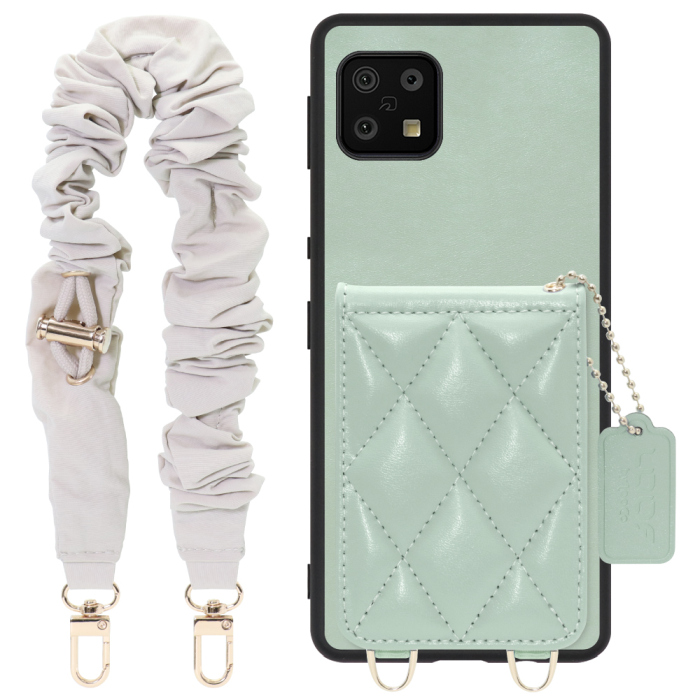 [ LOOF SWEET-SHELL SHUSHU ] AQUOS sense6s /sense6 sense 6s 6 スマホケース キルティング加工のカードケース付き シュシュストラップ付き マグネット内蔵 カード収納 本革 パステルカラー [ AQUOS sense6/sense6s ]