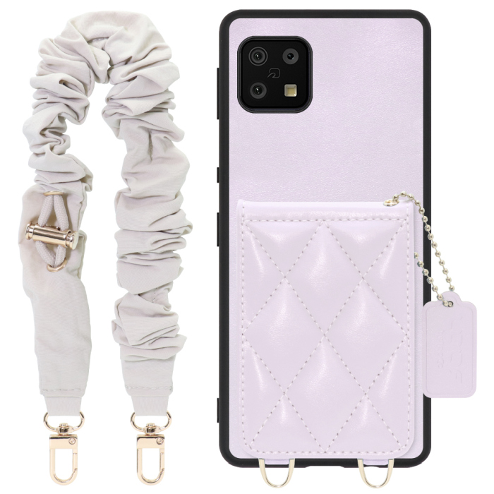 [ LOOF SWEET-SHELL SHUSHU ] AQUOS sense6s /sense6 sense 6s 6 スマホケース キルティング加工のカードケース付き シュシュストラップ付き マグネット内蔵 カード収納 本革 パステルカラー [ AQUOS sense6/sense6s ]