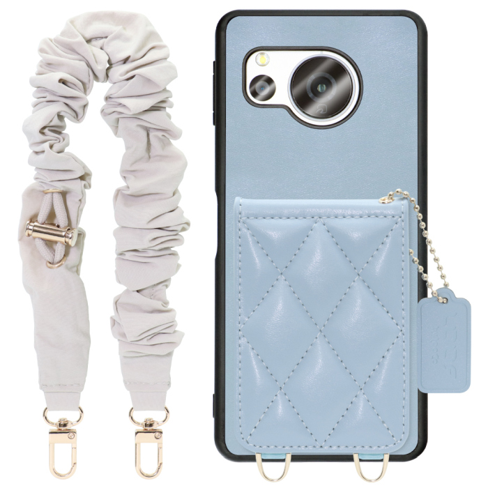 [ LOOF SWEET-SHELL SHUSHU ] AQUOS sense8 SH-54D / SHG11 sense 8 スマホケース キルティング加工のカードケース付き シュシュストラップ付き マグネット内蔵 カード収納 本革 パステルカラー [ AQUOS sense8 ]