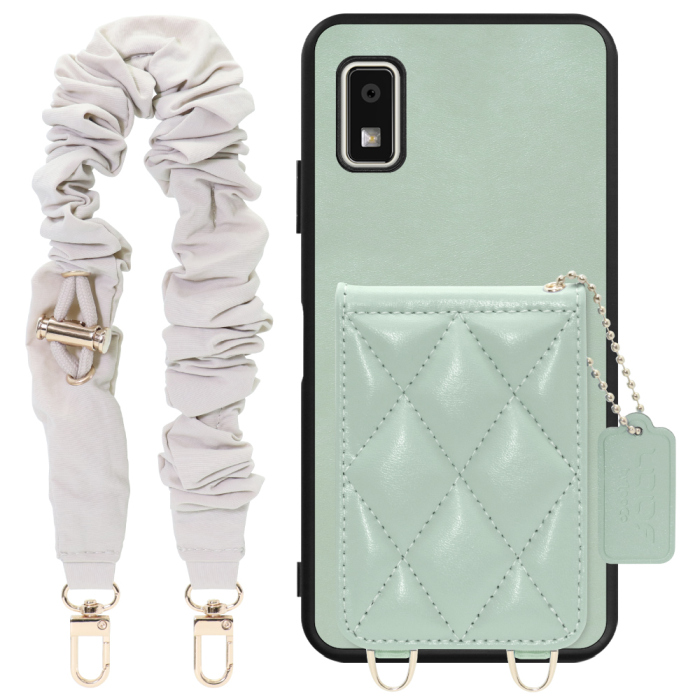 [ LOOF SWEET-SHELL SHUSHU ] AQUOS wish3 SH-53D / A303SH / A302SH  スマホケース キルティング加工のカードケース付き シュシュストラップ付き マグネット内蔵 カード収納 本革 パステルカラー [ AQUOS wish3 ]