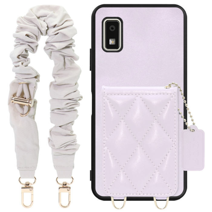 [ LOOF SWEET-SHELL SHUSHU ] AQUOS wish3 SH-53D / A303SH / A302SH  スマホケース キルティング加工のカードケース付き シュシュストラップ付き マグネット内蔵 カード収納 本革 パステルカラー [ AQUOS wish3 ]