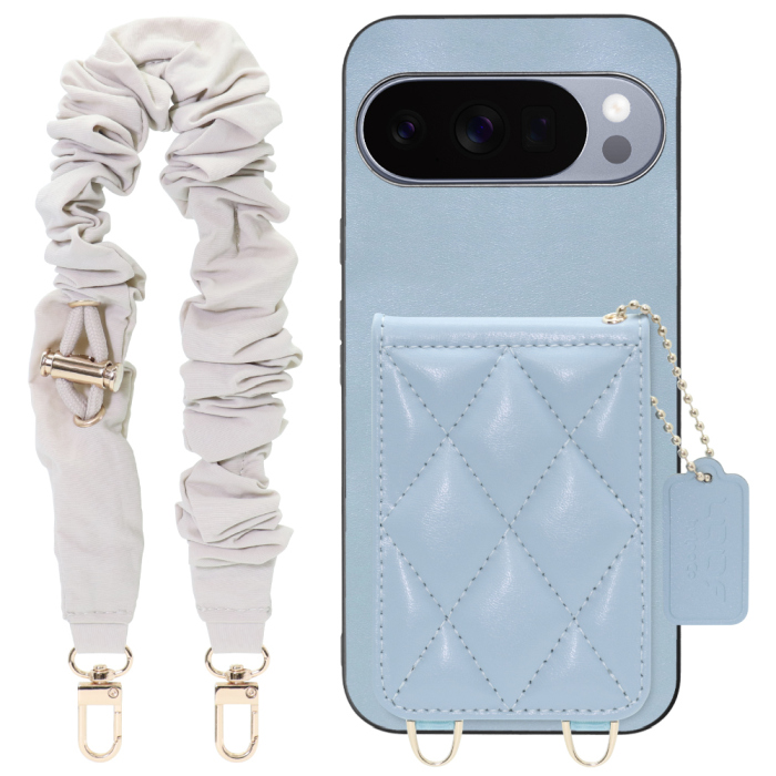 [ LOOF SWEET-SHELL SHUSHU ] Google Pixel 10 Pro XL Google Pixel10proxl ピクセル10プロXL スマホケース キルティング加工のカードケース付き シュシュストラップ付き マグネット内蔵 カード収納 本革 パステルカラー [ Google Pixel 10 Pro XL ]