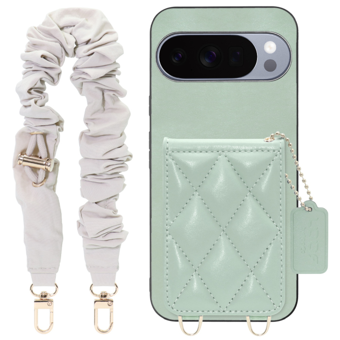 [ LOOF SWEET-SHELL SHUSHU ] Google Pixel 10 Pro XL Google Pixel10proxl ピクセル10プロXL スマホケース キルティング加工のカードケース付き シュシュストラップ付き マグネット内蔵 カード収納 本革 パステルカラー [ Google Pixel 10 Pro XL ]